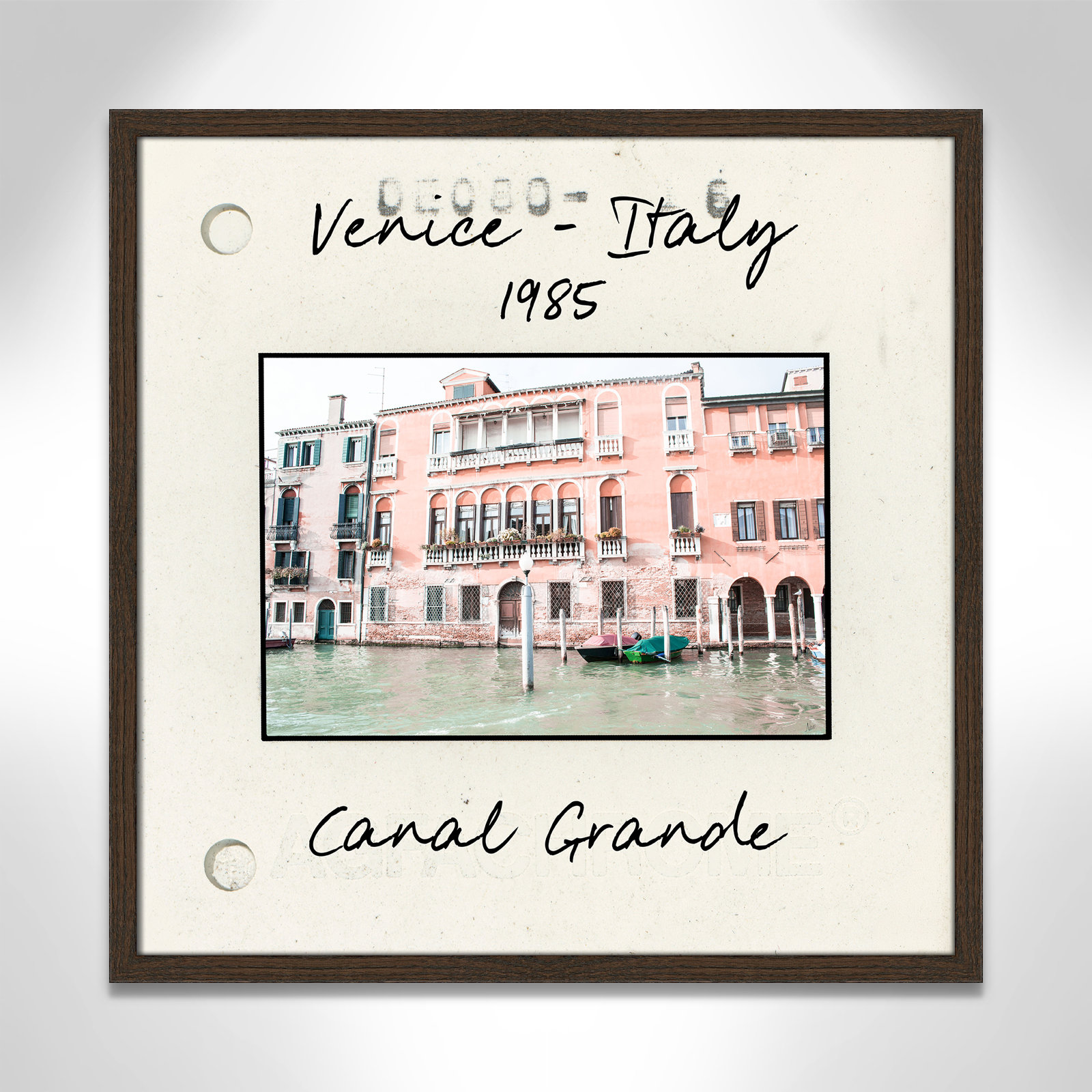 Venice, Italy - Grand Canal Print by Nan, 23.5" H x 23.5" W x 0.75" D, Walnut Single Picture Framed Paper