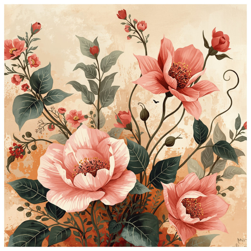 Couvertures roses à motif floral, L 60 po x H 80 po