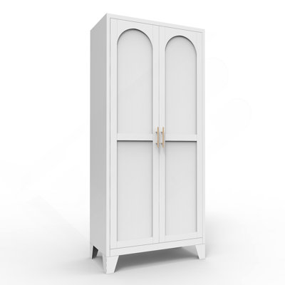 Armoire de rangement polyvalente en métal avec portes galbées et tablettes réglables, idéale pour plusieurs pièces de votre maison