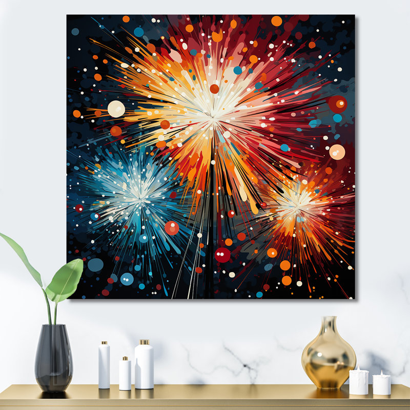 Feux d'artifice colorés symphonie II - art mural, Toile tendue, H 36 po x l 36 po x P 1,5 po