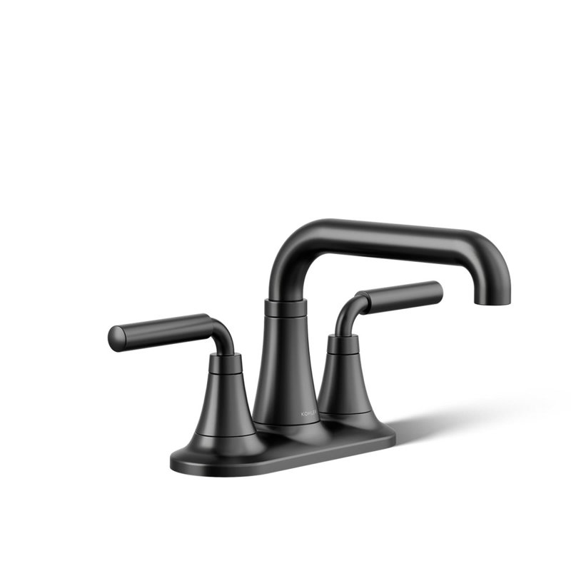 Tone Two-Handle Centerset Bathroom Sink Faucet with Clicker Drain, 0.5 GPM, Matte Black