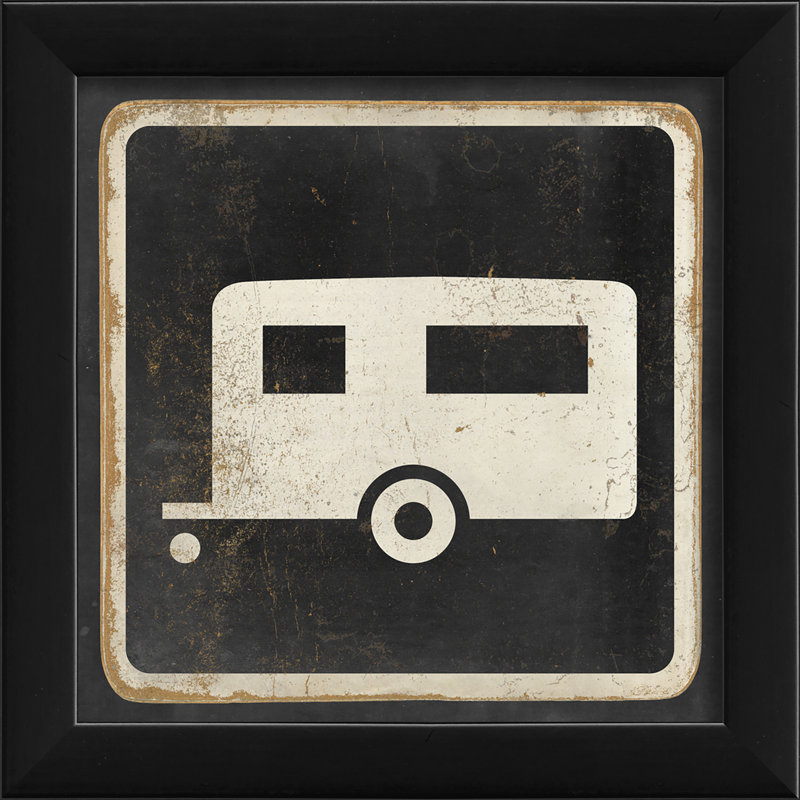 Vintage Camper Black and White Framed Print