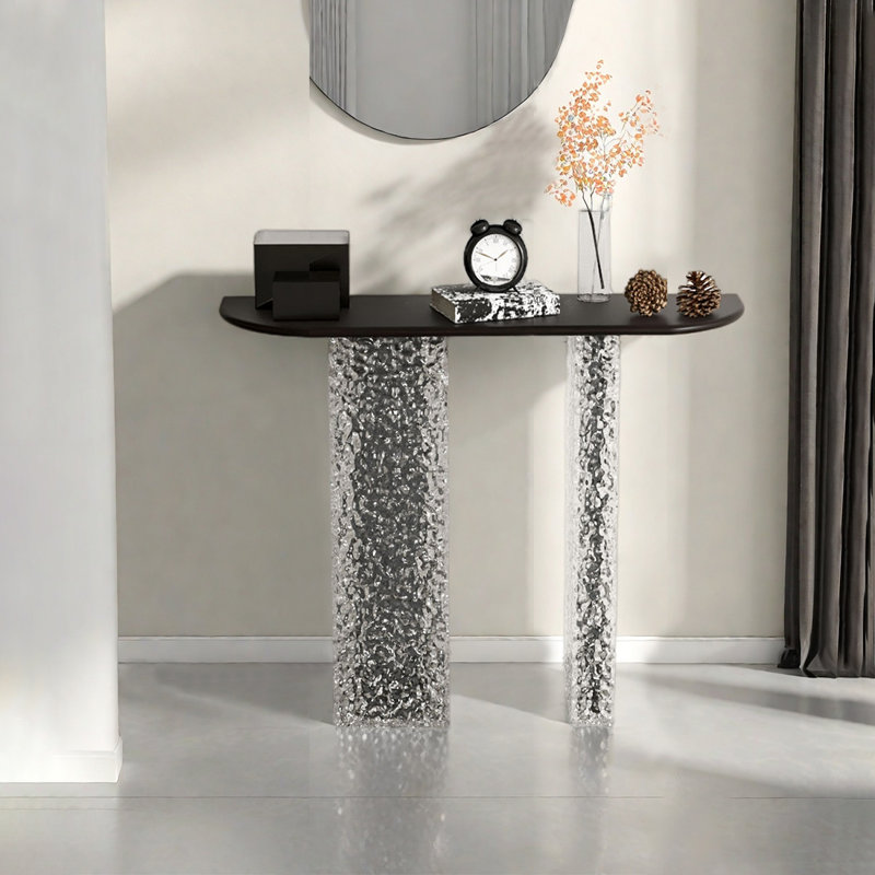 Console moderne en acrylique minimaliste, H 31,5 po x l 39,37 po x P 11,81 po, Noir