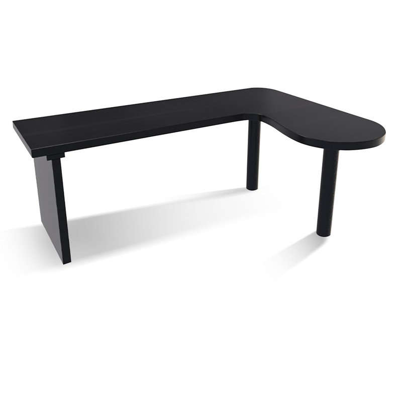 62.99" Black Rectangular Solid Wood desk, H 29,6 po x l 70,9 po x P 47,3 po, Retour à gauche