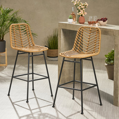Extérieur (2 pièces) - Style, pieds inclinés, cadre en fer, assemblage requis (2) siège durable