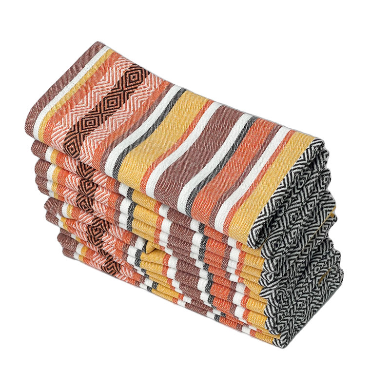 Ensemble de 12 serviettes de table en tissu tissé à rayures Salsa, Récoltes