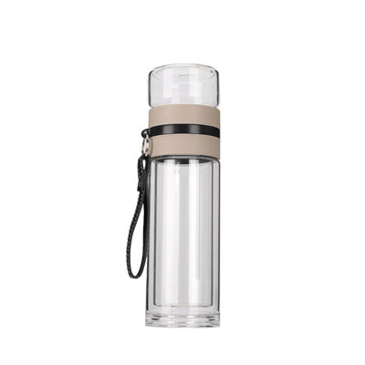 Bouteille d'eau en verre à double paroi avec infuseur Tasse de séparation de thé résistante à la chaleur pour thé à feuilles mobiles