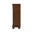 Commode en bois au fini cerisier foncé avec tiroir supérieur doublé de feutre et glissières à pleine extension, parfaite pour les solutions de rangement élégantes.