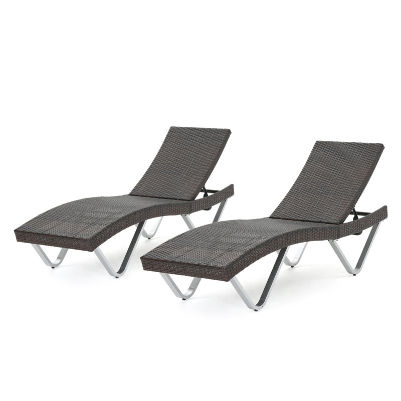 Leyt Outdoor Chaise Lounge Set, Brown