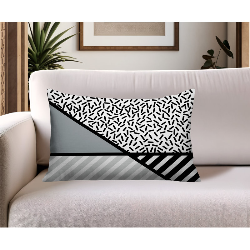 Oreiller rectangulaire intérieur / extérieur Shapira, Gris, Rectangulaire H 14 po x l 20 po