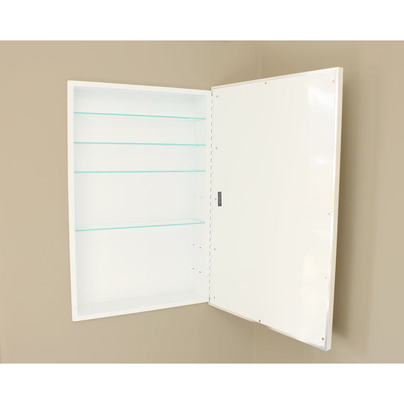Armoire à pharmacie encastrée rectangulaire en métal Parker, H 30 po x l 20 po x P 5,5 po, Chrome chrome