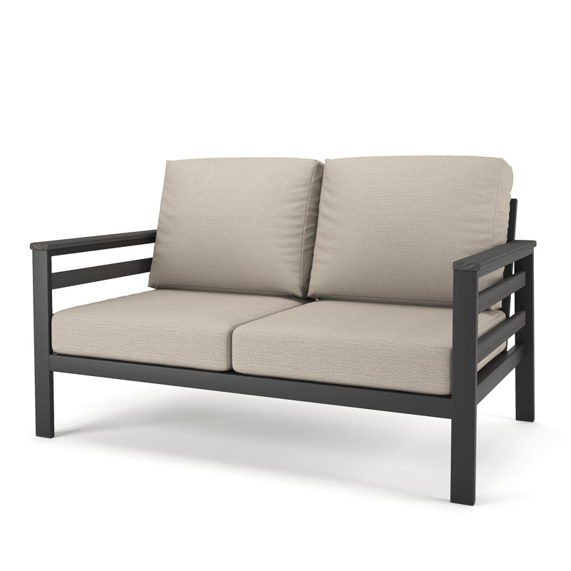 Causeuse d'extérieur 55 po avec coussins Sunbrella® Townsend, Argent coulé Sunbrella®, Gris foncé