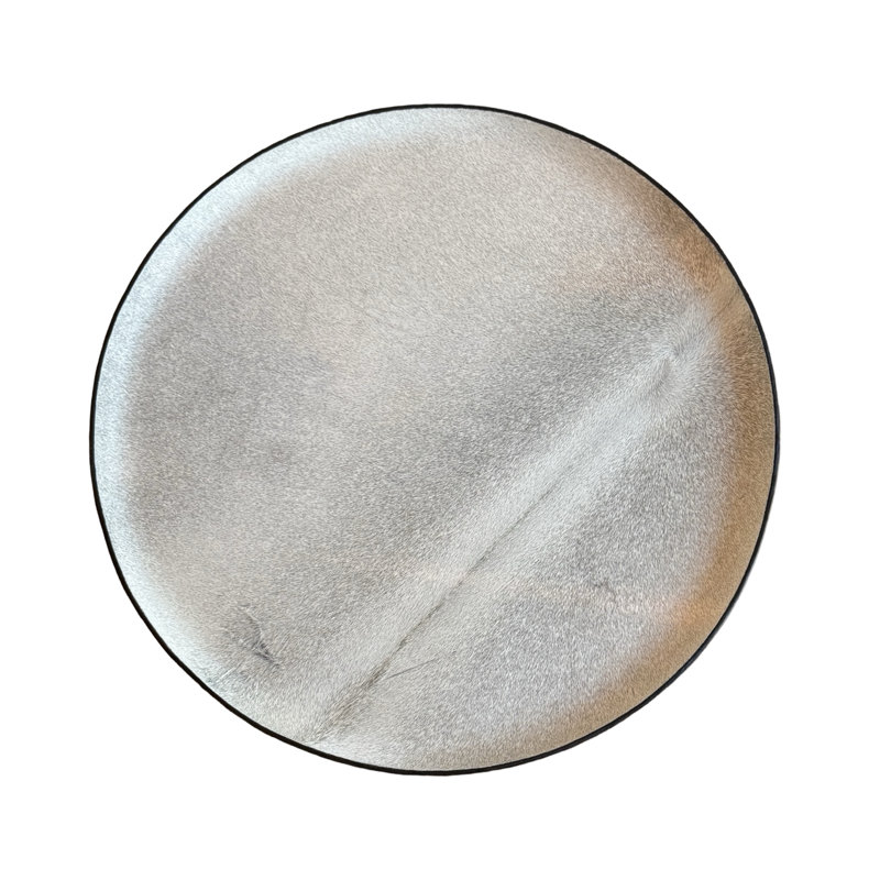 SOUTH AMERICAN Leather / Faux Leather Tray, 1" H x 27" W x 27" D, Cowhide Gray