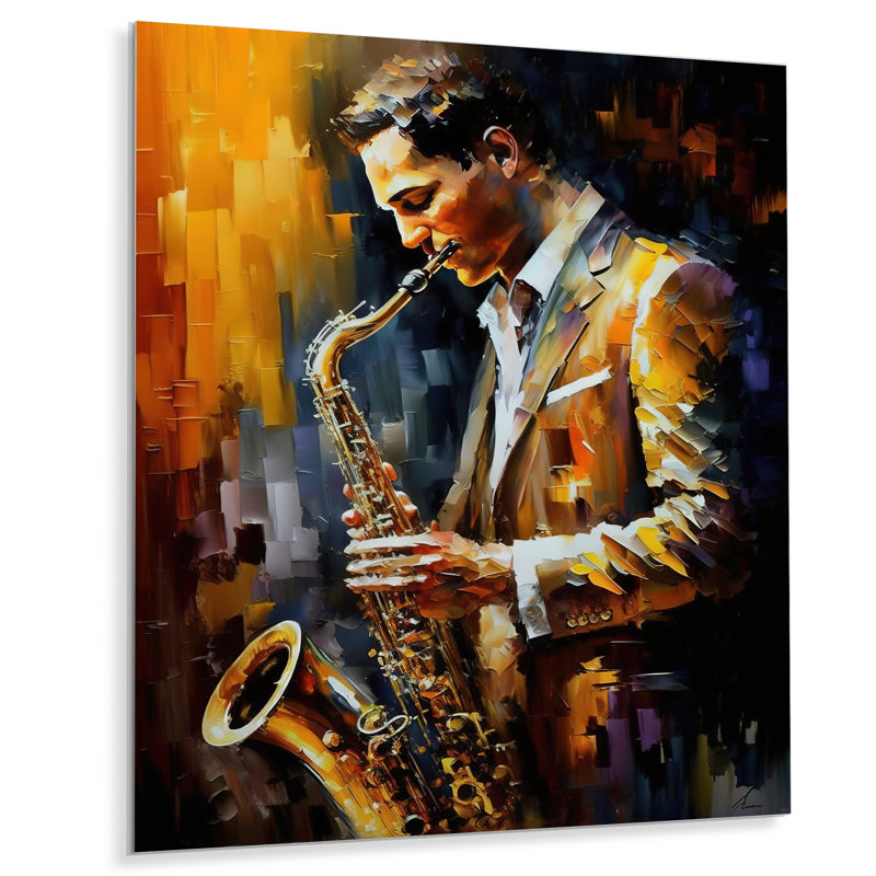 Décoration murale saxophone sur scène I - musique, H 20 po x l 12 po x P 1 po