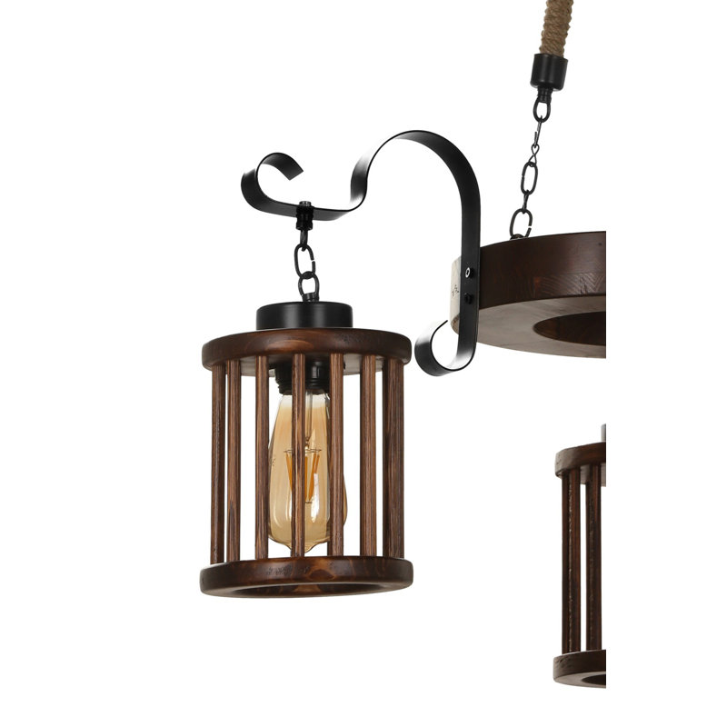 Lustre unique à 3 lumières avec accents en fer forgé Danica, Brun foncé