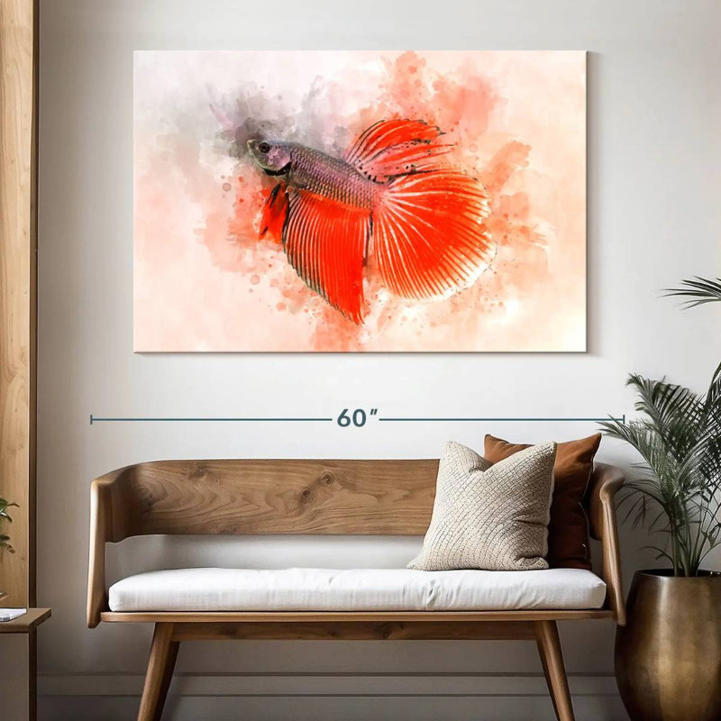 Brampt Orange Betta Fish, 34" H x 51" W