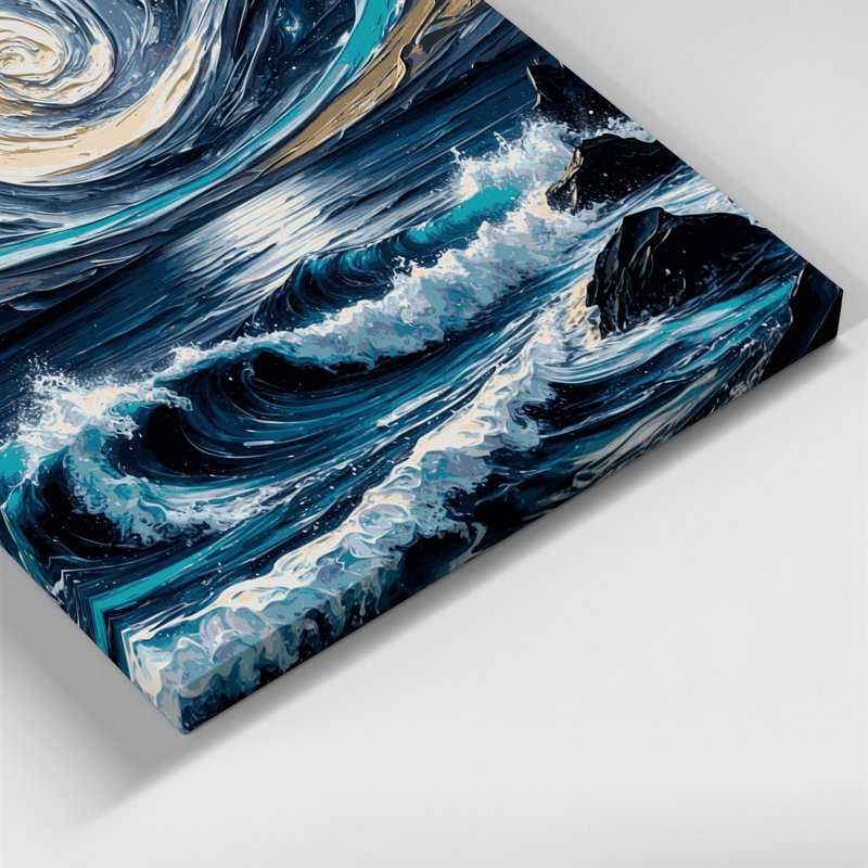 Art mural sur toile Coastal Coastal Night Sky, H 8 po x l 8 po