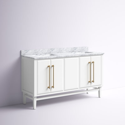 Mason 60" Double Bathroom Vanity with Carrara Marble Top