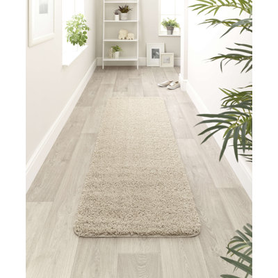 Solid Colour Shaggy Area Rug Stone