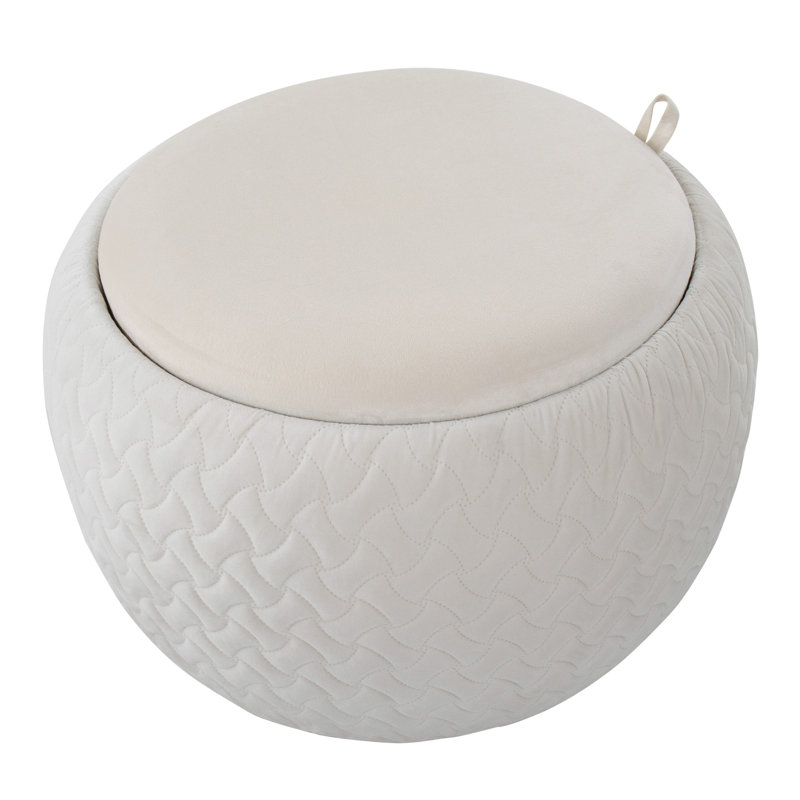 Alvena Upholstered Ottoman, Cream Velvet