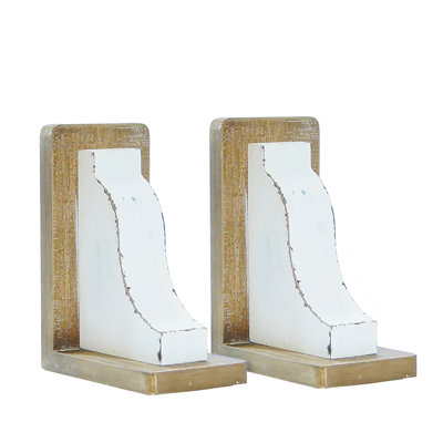 Ensemble de 2 serre-livres traditionnels blancs en bois 8 po
