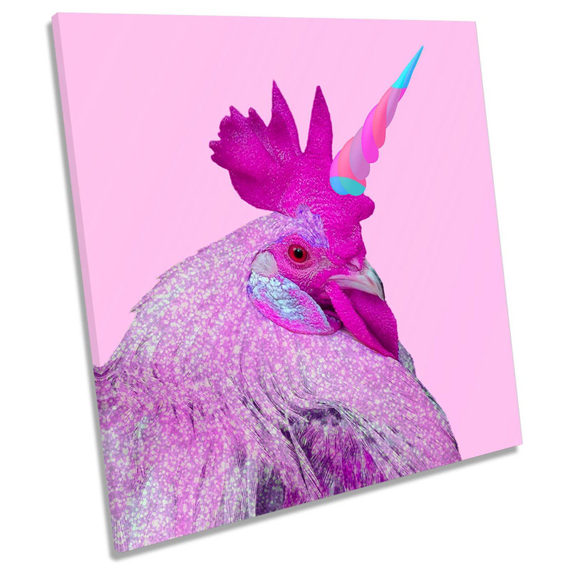 Chicken Unicorn 1 Piece Wrapped Canvas Wall Art, 91.4cm H x 91.4cm W x 4cm D