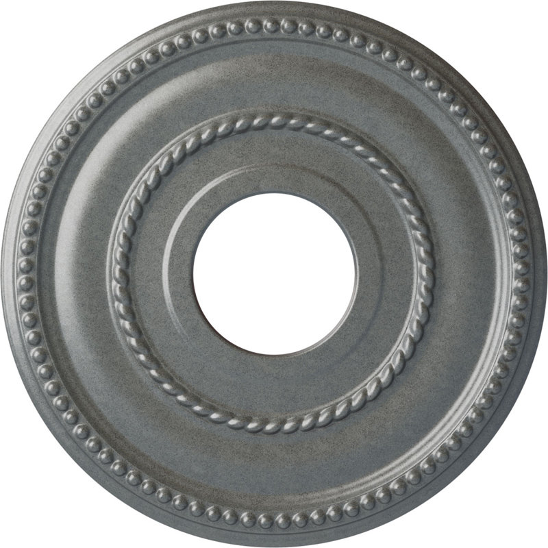 Médaillon de plafond Endurathane Valeriano, DE 12 1/8 po x P 3 5/8 po x P 3/4 po (convient aux auvents jusqu'à 6 1/4 po), finition platine peinte à la main