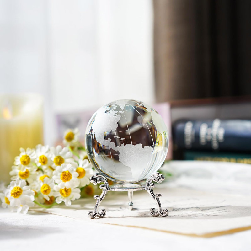Boule à papier avec globe sphérique en verre et globe