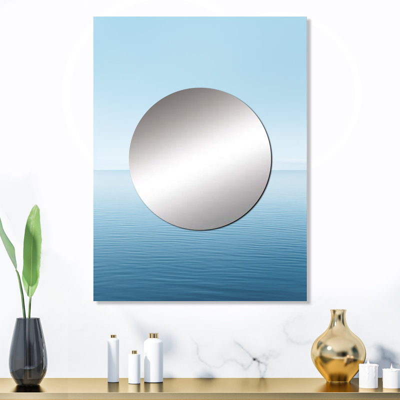 Waverton Oceans Infinity Dreamscape III - miroir mural minimaliste, miroir décoratif bleu, impression d'art en métal
