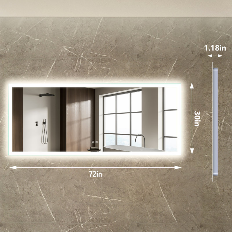 Miroir de salle de bain mural Naliyah Luxora, 72 po x 30 po