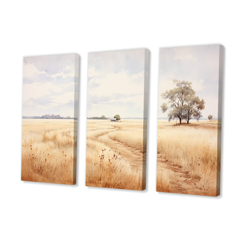 «Prairie Peacefulness Meadows III - Prairies», ensemble d'art sur toile, H 32 po x l 48 po x P 1 po