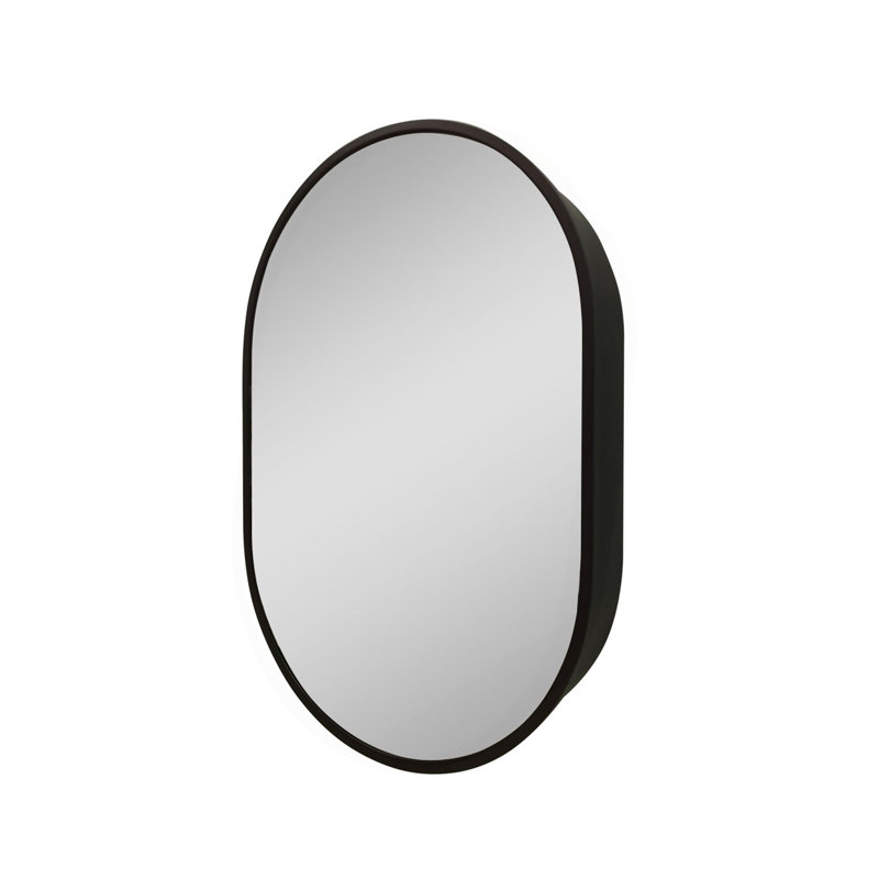 31X21 Inch Oval Metal Framed Wall Mount Bathroom Medicine Cabinet With Mirror
