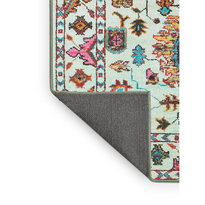 Tapis bleu/rose/rouge contemporain, Rectangle 2 pi x 4 pi