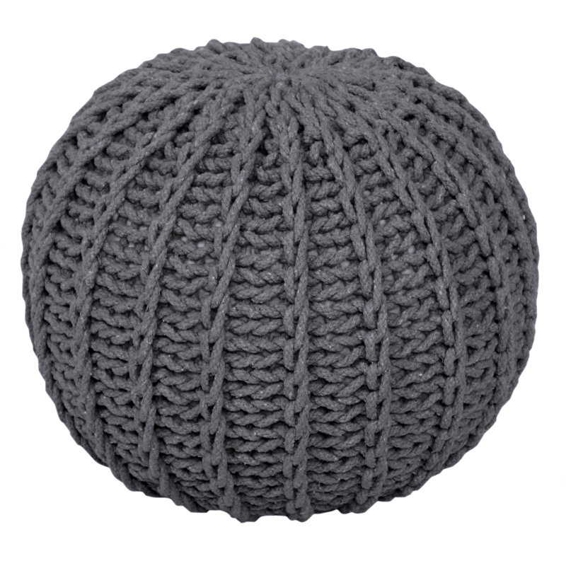 Cleeve 50cm Wide Round Solid Colour Pouffe Ottoman, Grey