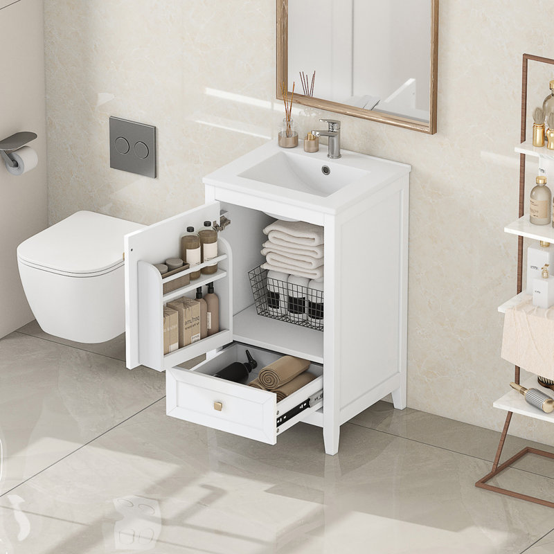 Meuble-lavabo 20 po avec lavabo, Blanc