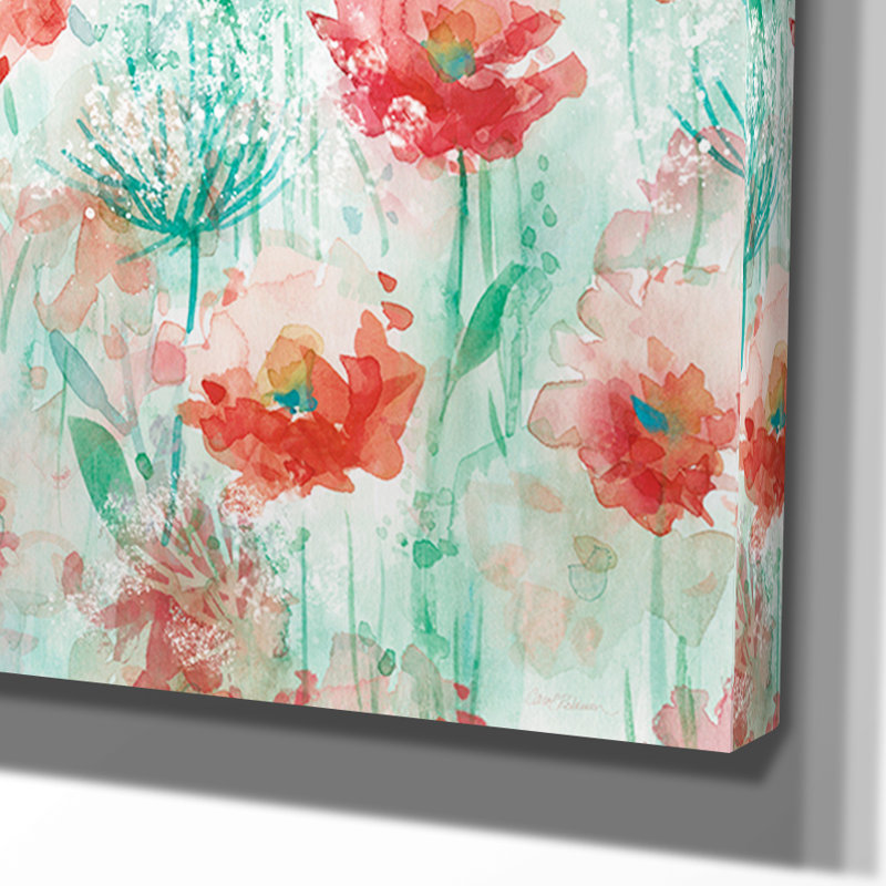«Poppies and Queen Anne», reproduction de peinture à l'huile sur toile tendue, H 24 po x l 36 po x P 1,5 po