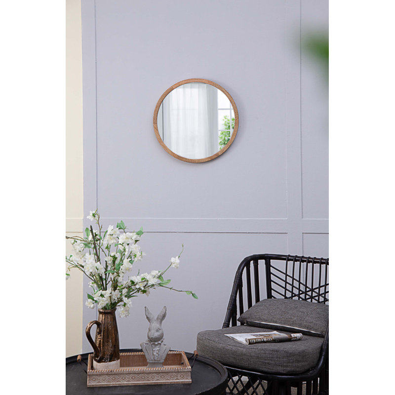 Miroir mural oval en bois