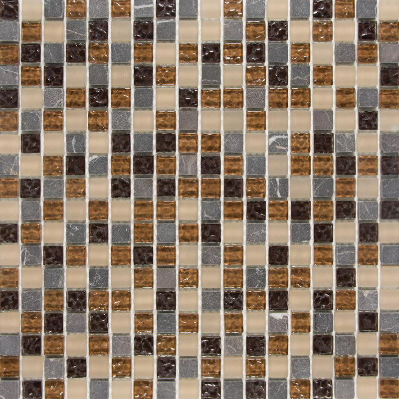Abruzzi 12 in. x 12 in. Grid Matte Stone Tile, Walnut