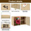 Sideboard Buffet Cabinet with Storage Three Birds Perched Flowering Branches Pink Blossoms Hibiscus Soft with 2 Doors for Living Room and Kitchen