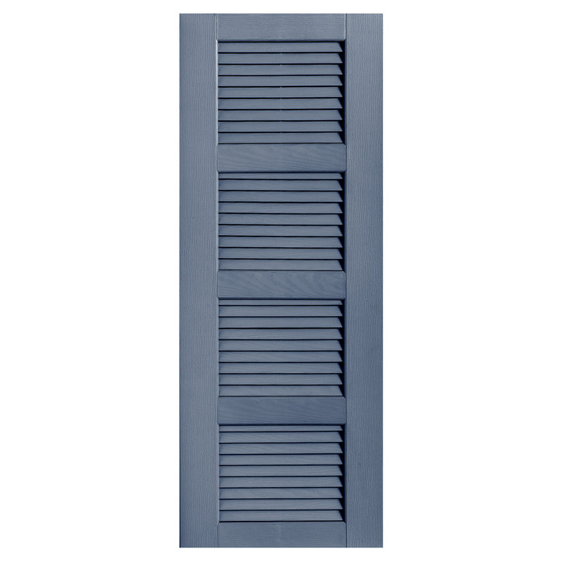 Straight Top Full-style Open Louvre Shutters Pair, Blue, 45", 18"