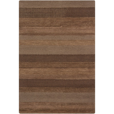 Tapis brun / brun clair en laine touffeté à la main Elanora