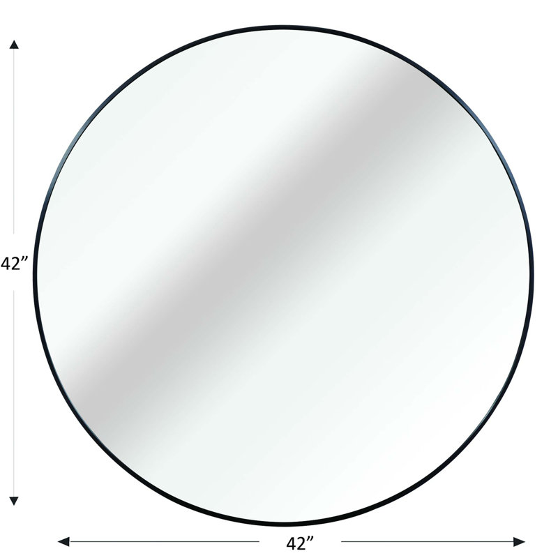 Miroir mural Hermien, Noir, 48 po x 48 po, Rond