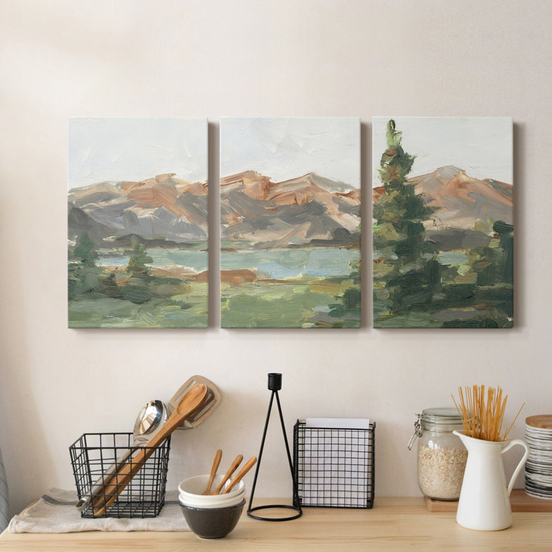 47_Rusty Mountains II - Toile tendue avec châssis de qualité supérieure - Prêt à être accroché, H 36 po x l 72 po x P 1 po