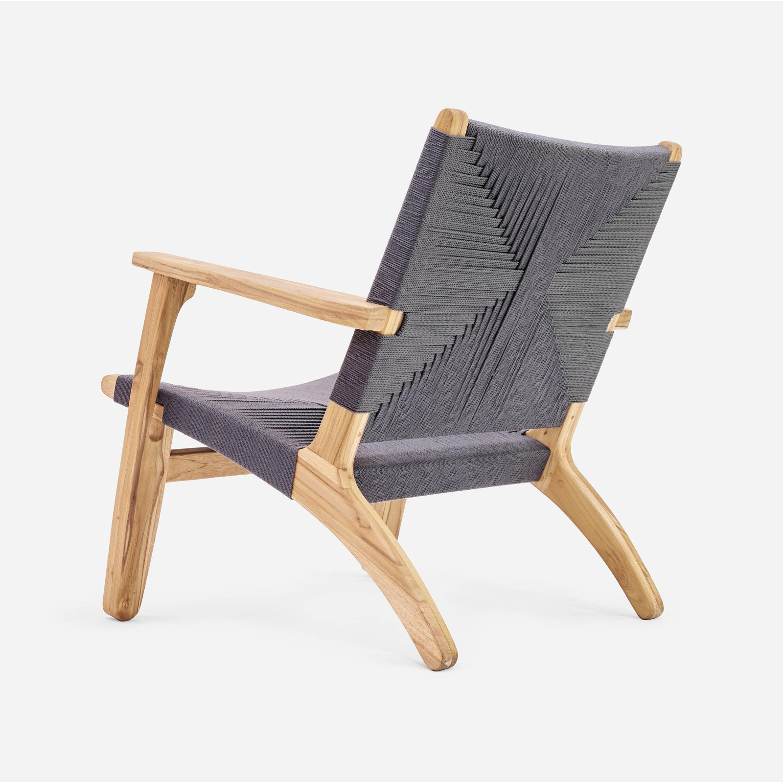 Masaya Upholstered Armchair,  Charcoal Cross Braided Cord, Natural