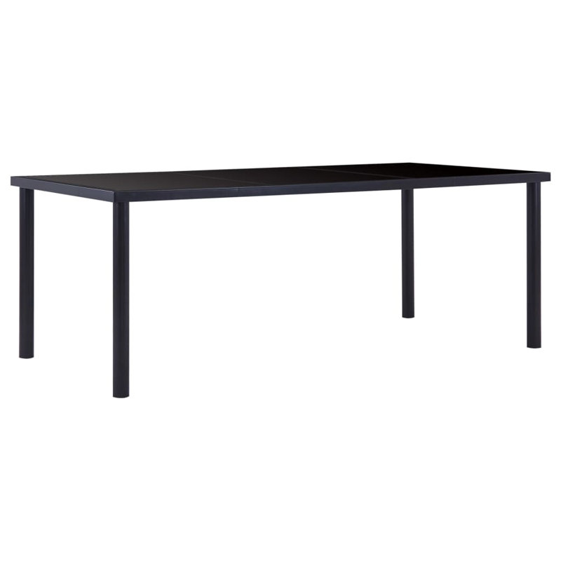 Searcy Glass Top Metal Base Dining Table, 75cmH x 160cmL x 80cmW, Black