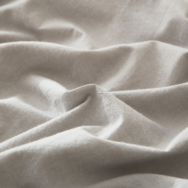 Ensemble de housse de couette 100% coton délavé LifeTown, Housse de couette grand + 2 taies d'oreiller, Gris glacé