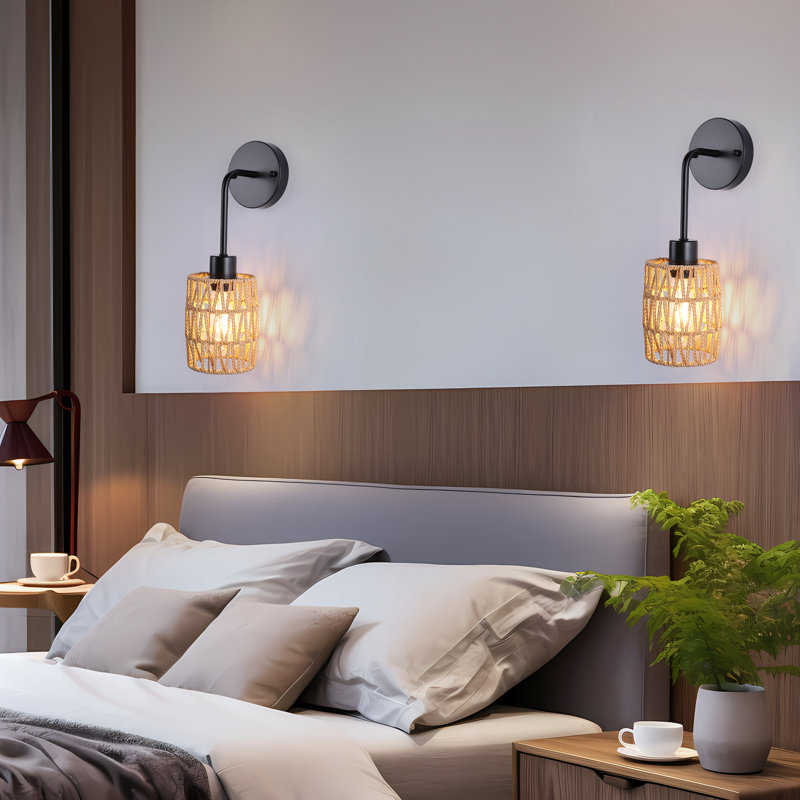 Farmhouse Rattan Dimmable Armed Sconce