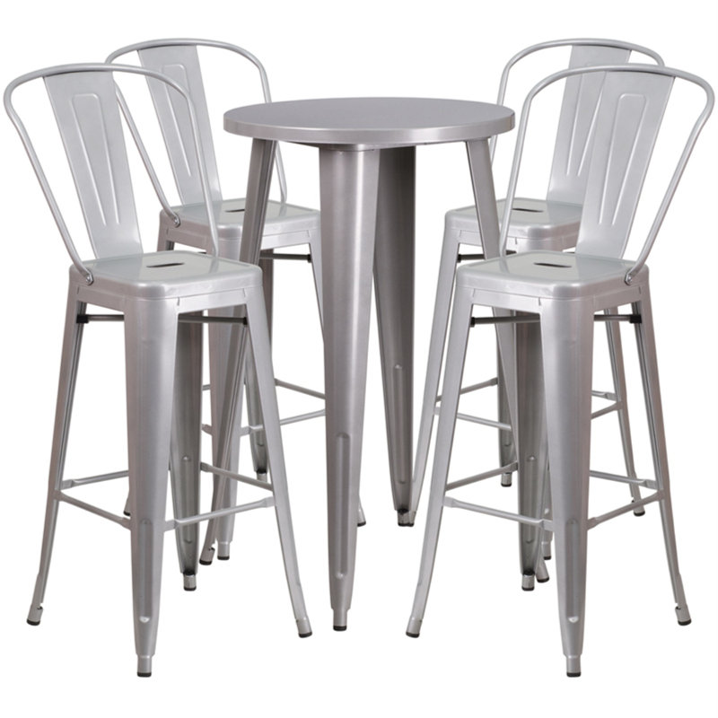 Ensemble de tables de bar Williamston, Argent, H 41 po x l 24 po x L 24 po