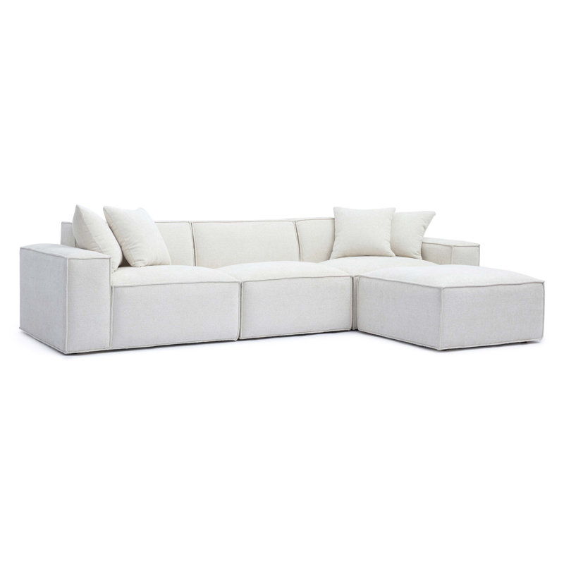 Cherylee Chenille Basketweave Modular Sectional, Cream Chenille
