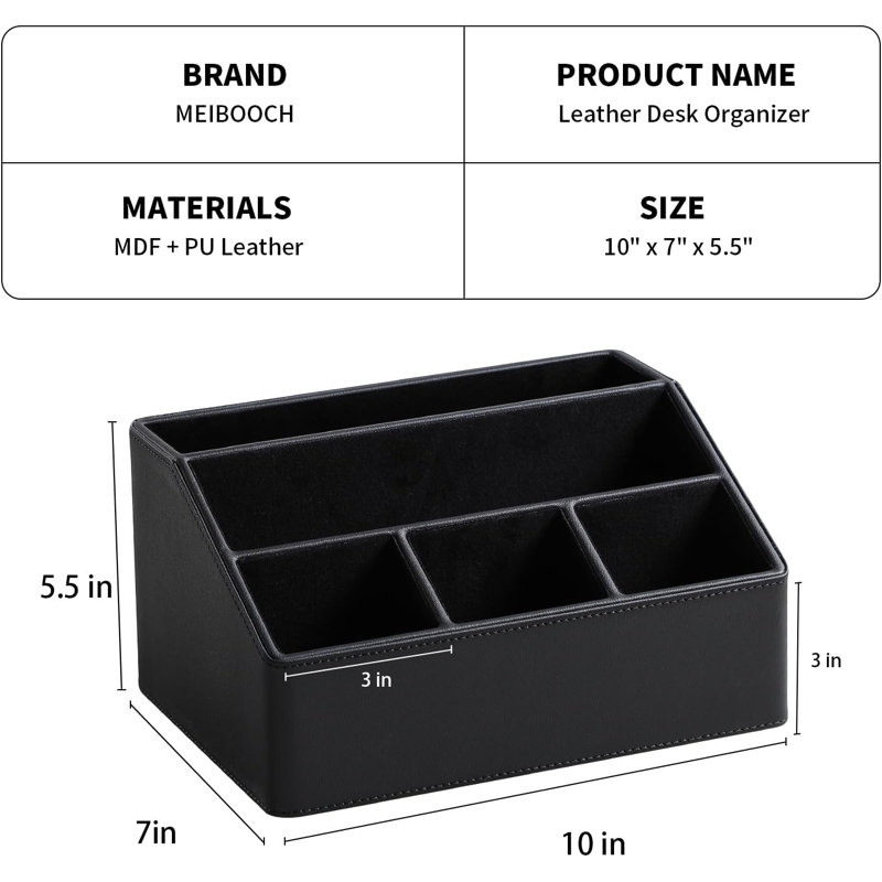 Organisateur de bureau en cuir PU, support de télécommande de luxe pour la maison